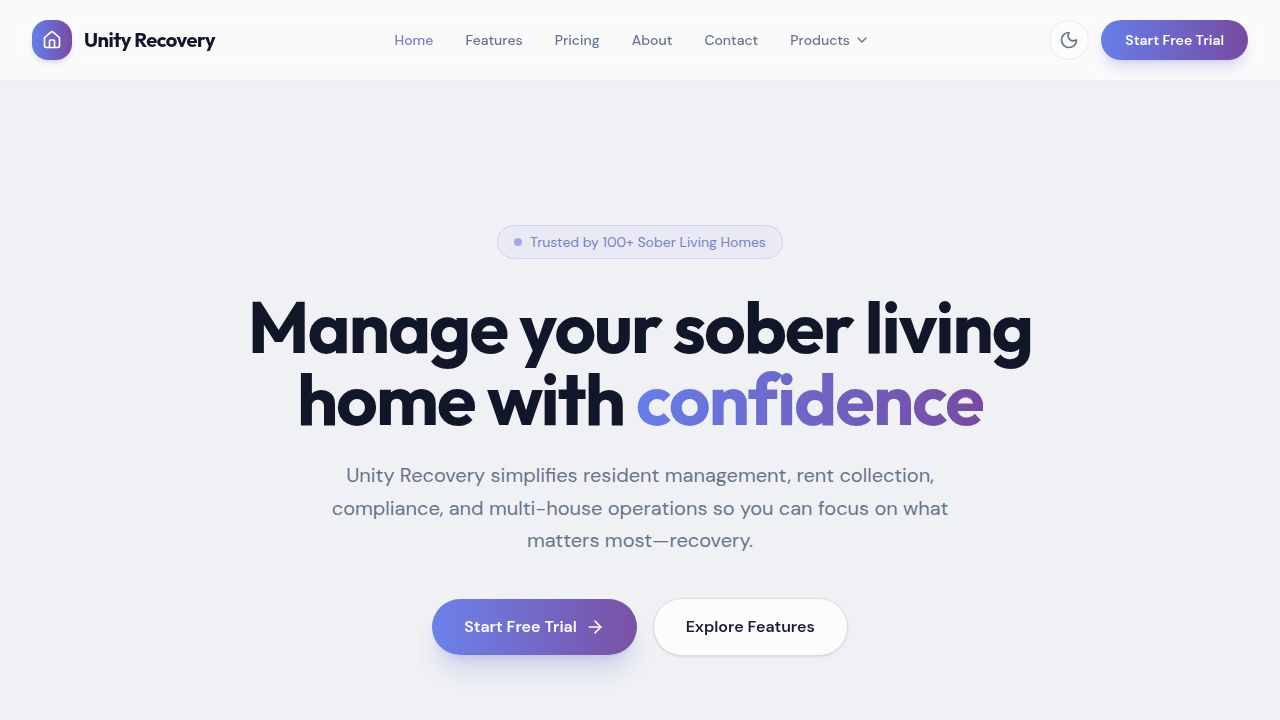 Unity Recovery | Sober Living Home Management Software